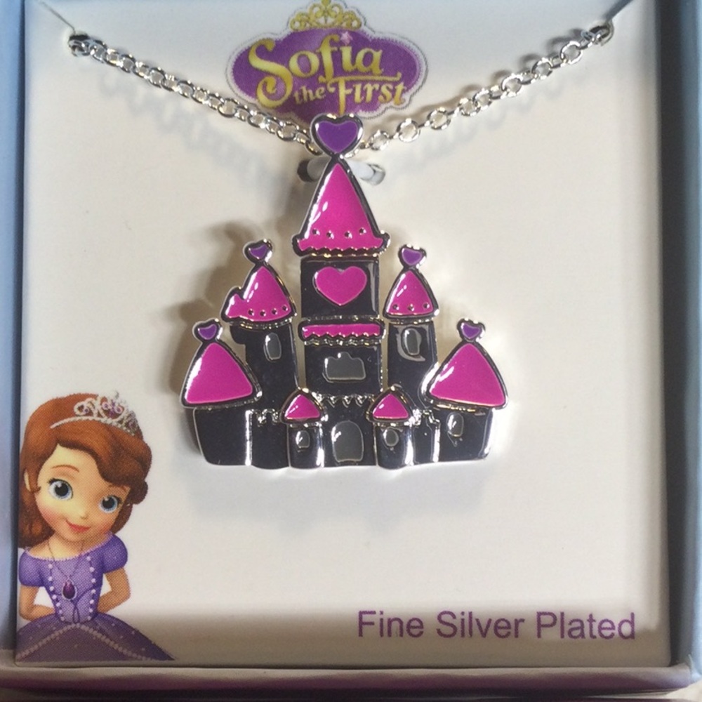 Disney Sophia’s Castle ” Fine Silver Plated Pendant &  Necklace